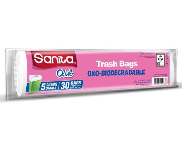 Club Plastic Trash Bags, 5 Gallons, White, 30pcs/pack