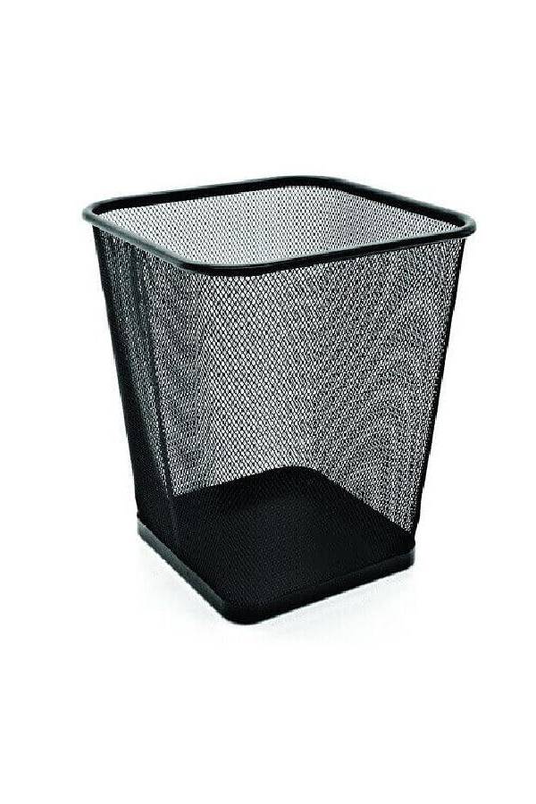 Deluxe Metal Mesh Waste Bin, Square, Medium, Black
