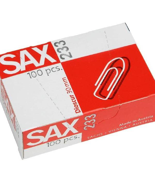 Sax Paper Clips 233, 30mm, 100clips-pack