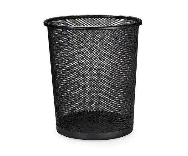 Partner Metal Mesh Waste Bin Round Medium Black