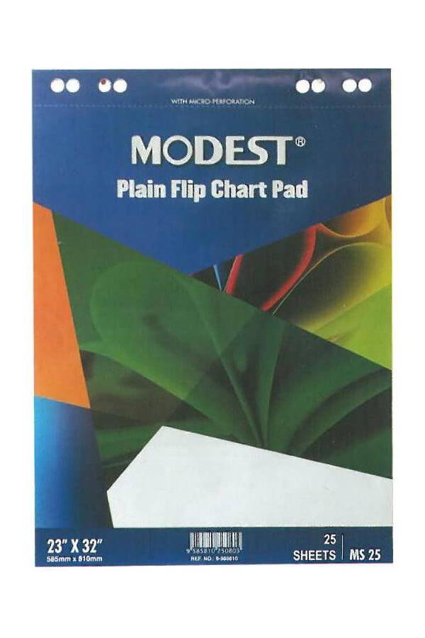 Modest Flipchart Pad, Plain White, 58.5 x 81cm, 25 Sheets