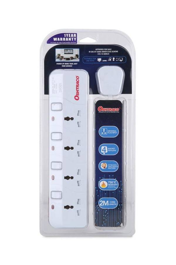 Oshtraco 4 Way Universal Extension, 2 Meter – White (OTC-3314S-2M)