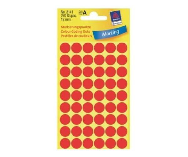 Avery Marking Labels, Dots, 12 mm, Red, 270-pack