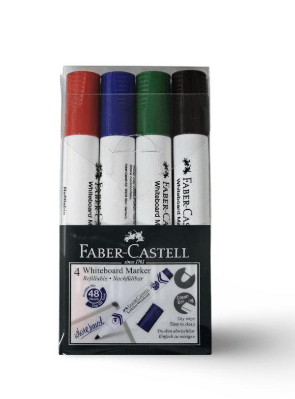 Faber Castell Whiteboard Marker, Bullet Tip, Set 4pcs