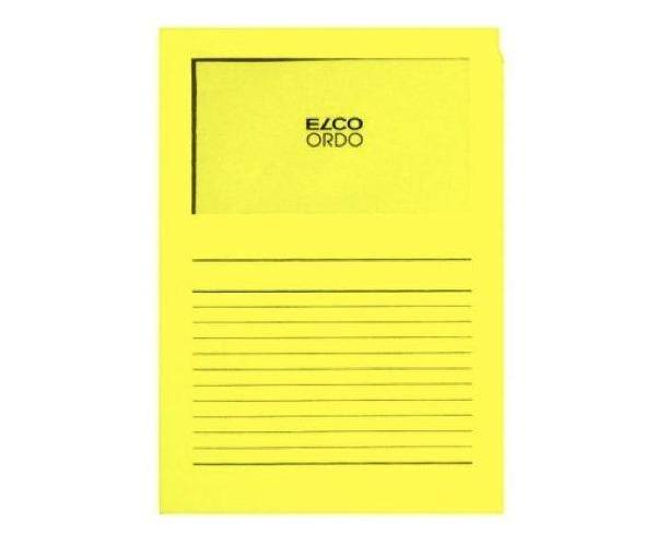 Elco Ordo Classico, L Paper Folder with Window, 5/pack, Yellow