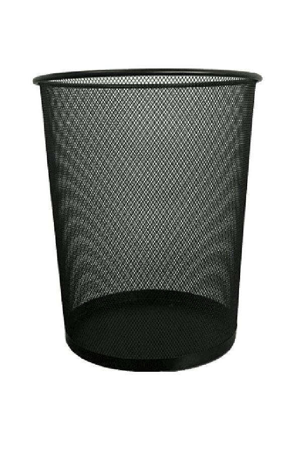 Deluxe Metal Mesh Waste Bin, Round, Large, Black