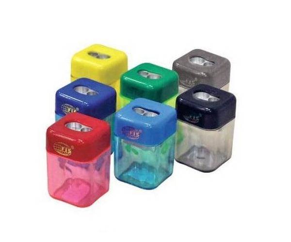 Plastic Sharpener – Square, Double Hole, (Pack of 12)