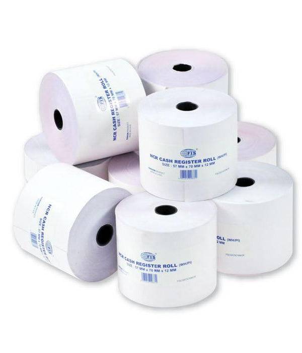 Cash Roll, 57 x 70 mm x 0.5″, 2 Ply, 10Pcs-Pack, NCR (FSCS57X70NCR)