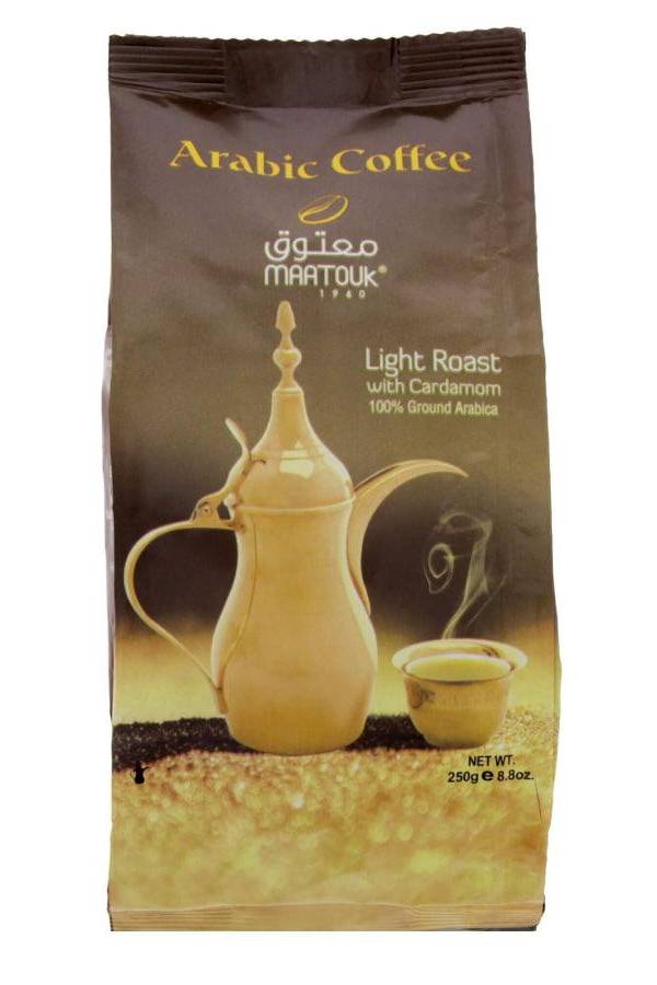 Maatouk Light Roast Arabic Coffee with Cardamom 250Gm