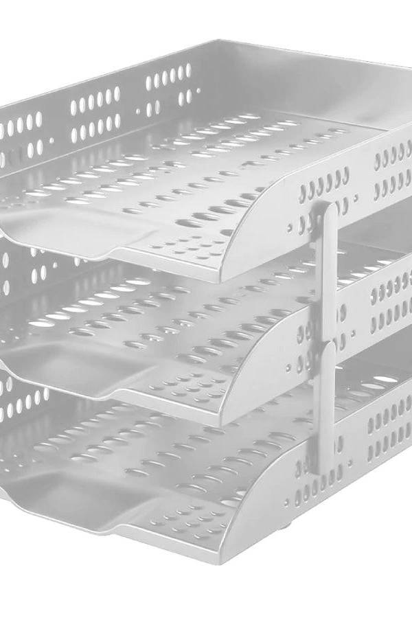 DELI 3 Tier Plastic Document Tray Grey