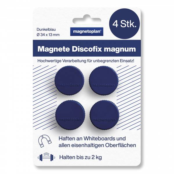 Magnetoplan Discofix Magnum Magnet, 34mm Dark Blue, 10pcs/pack