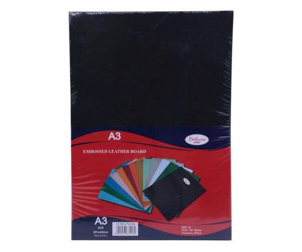 Deluxe A3 Embossed Leather Board Binding Cover, 100/pack, Black