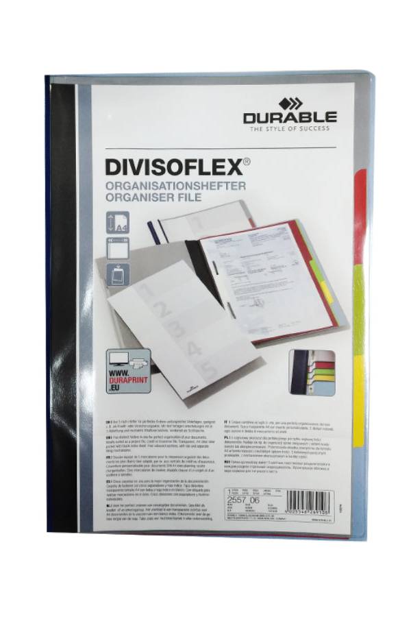 Durable DIVISOFLEX Organiser File with 5 compartments A4, Blue