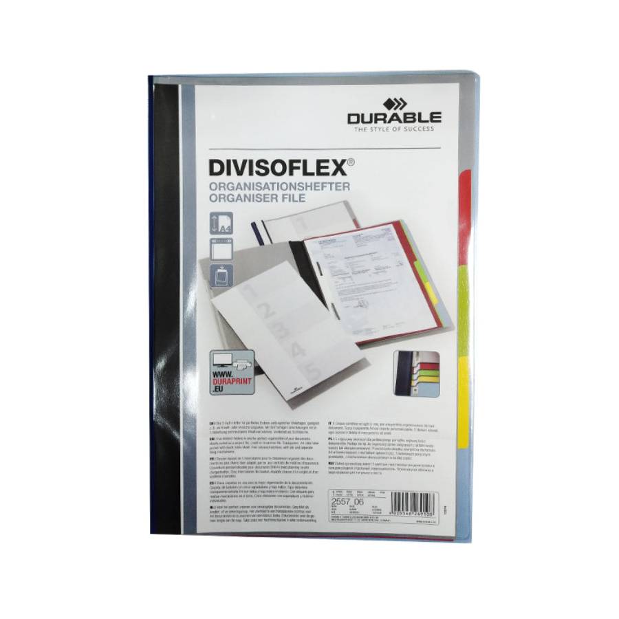 Durable DIVISOFLEX Organiser File with 5 compartments A4, Blue