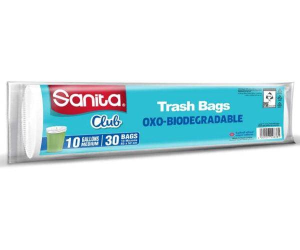Club Plastic Trash Bags, 10 Gallons, White, 30pcs/pack