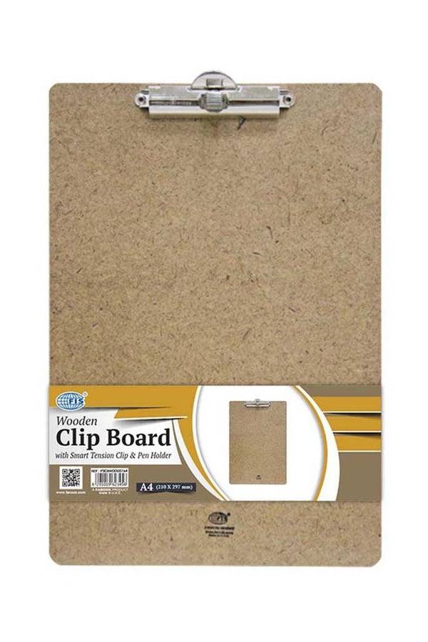 A4 Wooden Clipboard with Smart Tension Clip and Pen Holder [FSCBMDFSTA4]