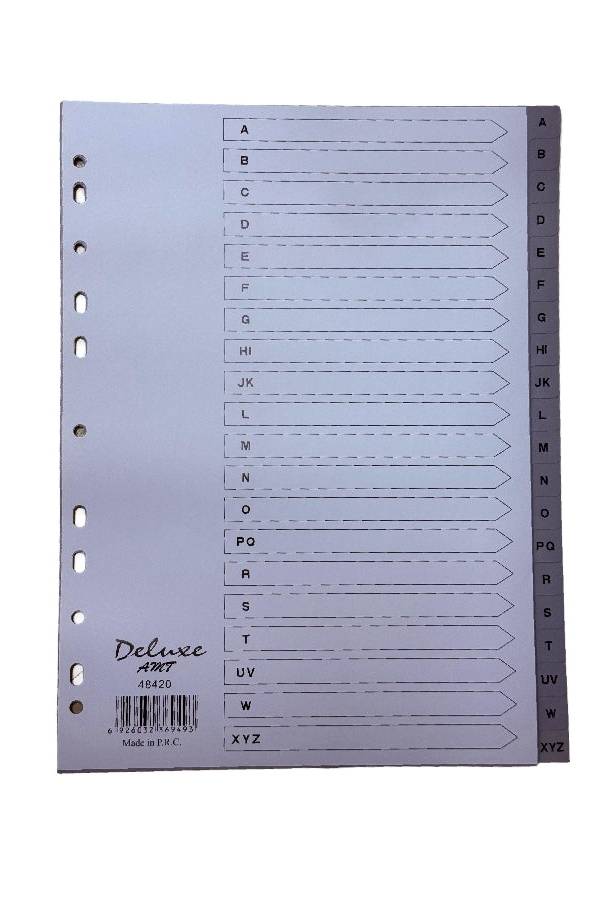 Deluxe Divider Plastic PVC Grey A4 A-Z