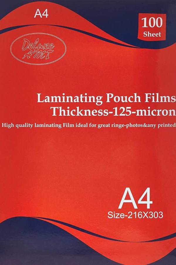 Deluxe A4 Laminating Pouch Films, 125 Microns, 216x303mm, 100/pack