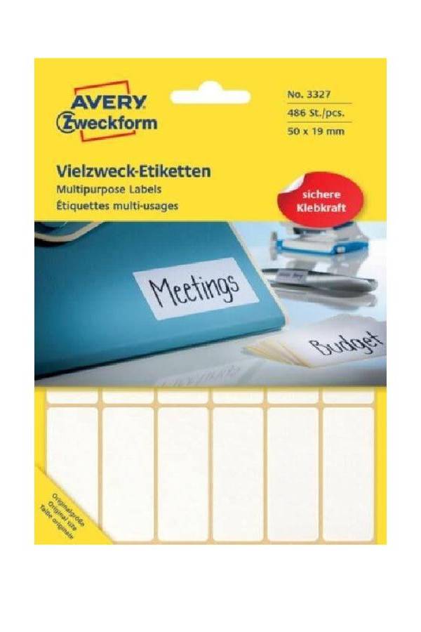 Avery 3327 Multipurpose Labels 50 x 19 mm White 486 Labels-Pack