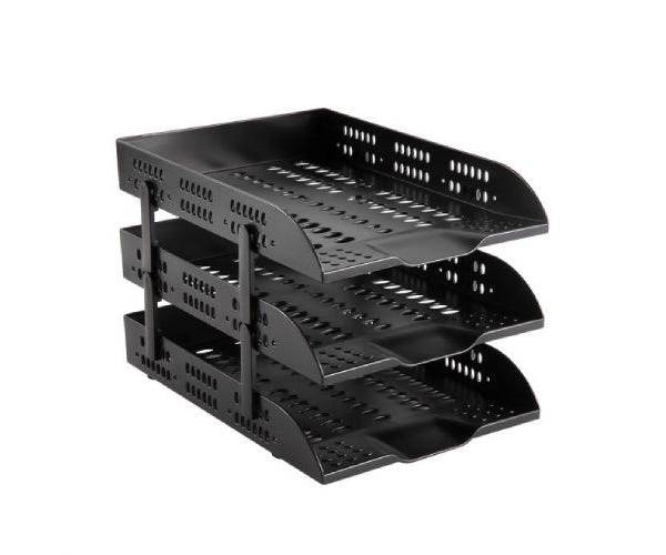 DELI 3 Tier Plastic Document Tray Black