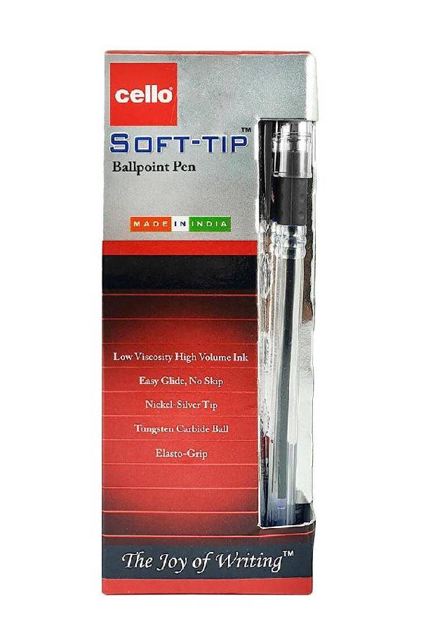 Cello Soft Tip Ball Pen, 12/box, Black