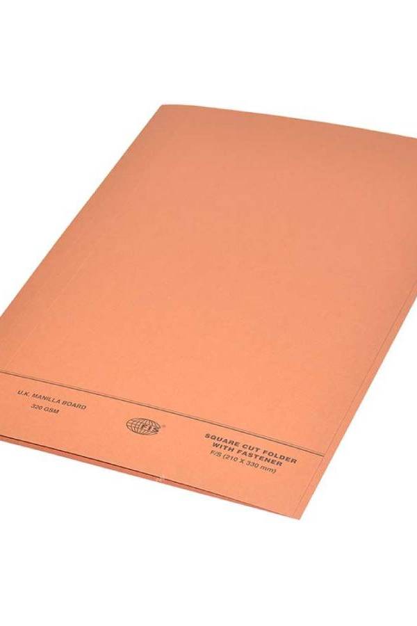 Square Cut Folder FS With Fastener, Orange