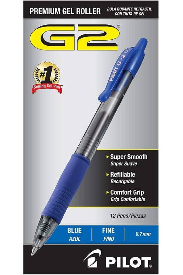 Pilot G2 Fine Retractable Ballpoint Pen 0.7mm – Blue (Pack of 12)
